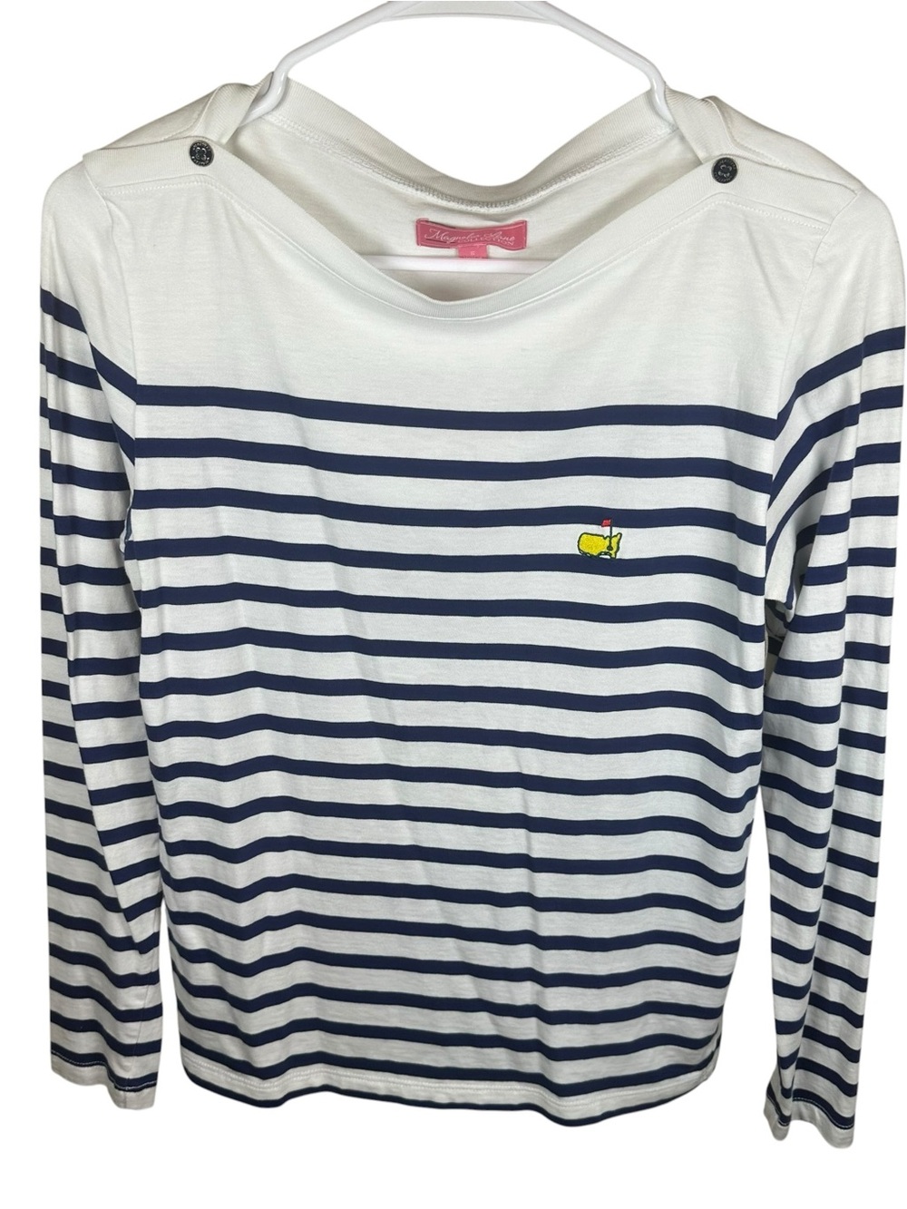 Magnolia Lane Masters Stripe Long Sleeve Coastal Grandma Nautical Preppy Golf S